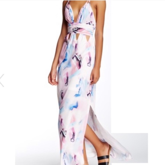 Nasty Gal Dresses & Skirts - Nasty Gal Tea + Cup Watercolor Cutout Maxi Dress